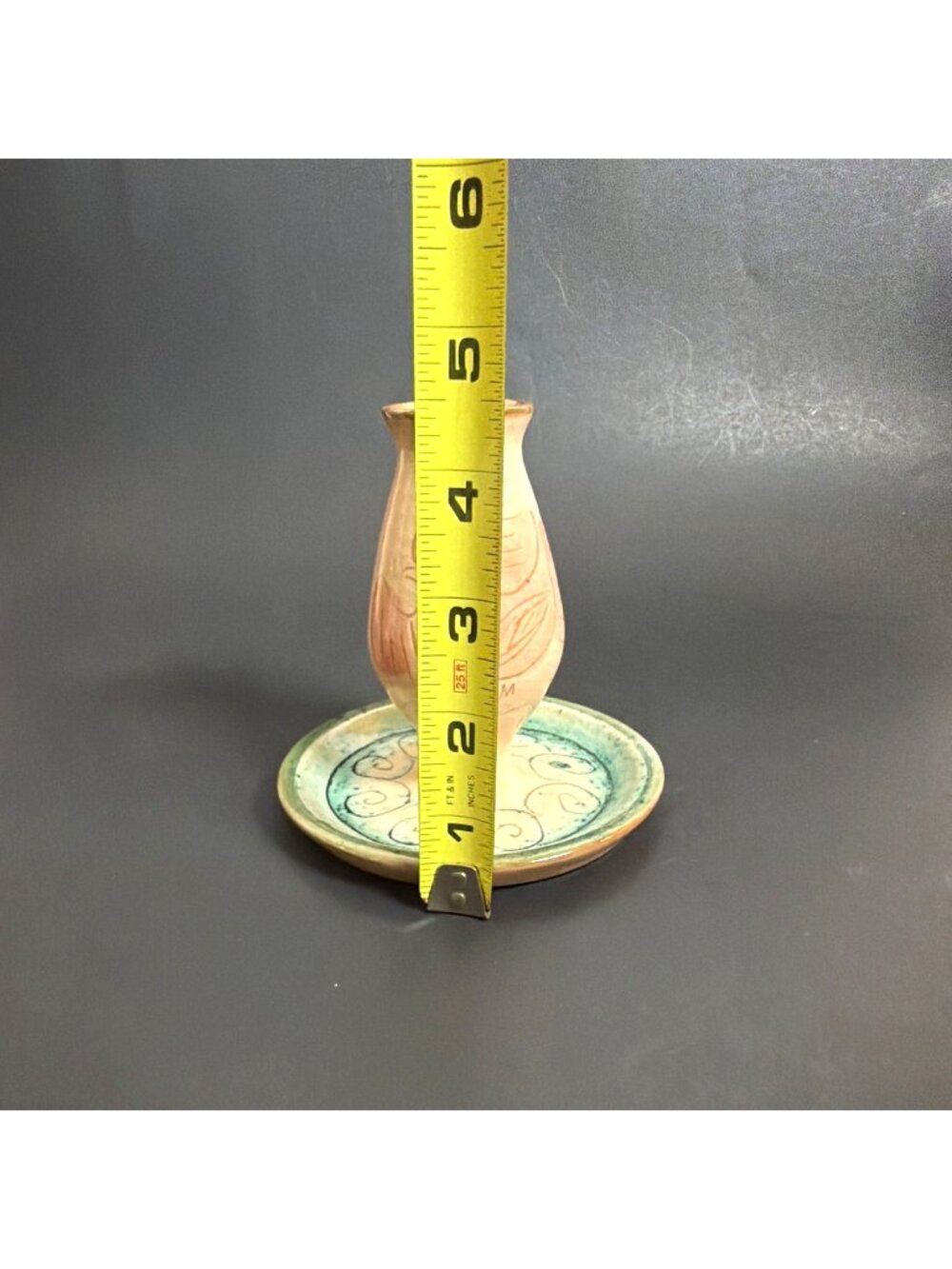 VTG Signed Hand Painted Greek Art Pottery Candlestick Holder Floral Tumblers Set - Picture 11 of 16